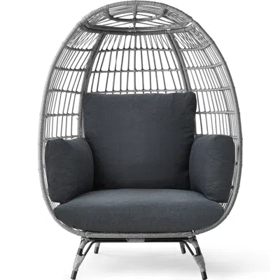 Best Choice Products Wicker Egg Chair Oversized Indoor Outdoor Patio Lounger W/ Steel Frame, 440lb Capacity In Pattern