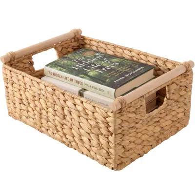 Best Choice Products Wicker Storage Basket, Shelf Basket W/ Wooden Handles, Rectangular Storage Bin In Brown