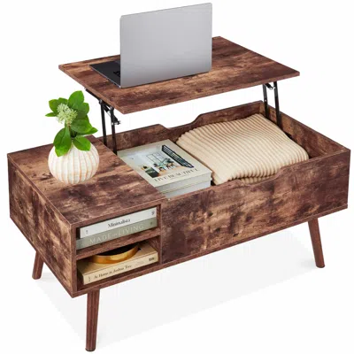 Best Choice Products Wooden Mid-century Modern Lift Top Coffee Table W/ Hidden Storage, Removable Shelf In Gray
