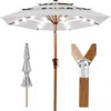 Best Choice Products Woodgrain Pattern 10ft 3-tier Solar Patio Umbrella W/ 24 Led Lights, Tilt