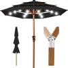Best Choice Products Woodgrain Pattern 10ft 3-tier Solar Patio Umbrella W/ 24 Led Lights, Tilt