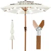 Best Choice Products Woodgrain Pattern 10ft 3-tier Solar Patio Umbrella W/ 24 Led Lights, Tilt