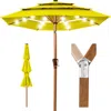 Best Choice Products Woodgrain Pattern 10ft 3-tier Solar Patio Umbrella W/ 24 Led Lights, Tilt