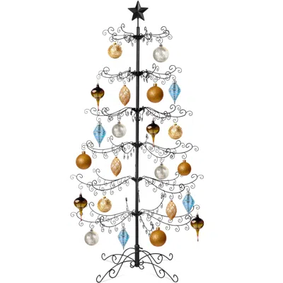 Best Choice Products Wrought Iron Ornament Display Christmas Tree W/ Easy Assembly, Stand In Multi