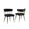 Best Master Furniture Aireys Black Velvet Armless Chair With Gold Accents (set Of 2)