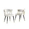 Best Master Furniture Aireys Ivory Faux Leather Armless Chair With Gold Accents (set Of 2)