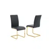 Best Master Furniture Alison Faux Leather Chrome Dining Side Chair In Black/gold (set Of 2)