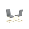 Best Master Furniture Alison Faux Leather Chrome Dining Side Chair In Gray/gold (set Of 2)