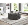 Best Master Furniture Anderson 40" Round Linen Fabric Ottoman In Gray