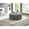 Best Master Furniture Anderson 40" Round Velvet Fabric Ottoman In Gray