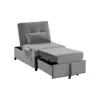 Best Master Furniture Bayani 72" Velvet Adjustable Sleeper Lounge Chaise, Grey