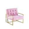 Best Master Furniture Beethoven 31.5" Velvet Accent Chair In Pink/gold Plated