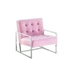 Best Master Furniture Beethoven 31.5" Velvet Accent Chair In Pink/silver Plated