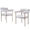 Best Master Furniture Beren Cream Boucle Fabric Dining Chair With Gold Leg, Set Of 2 In White