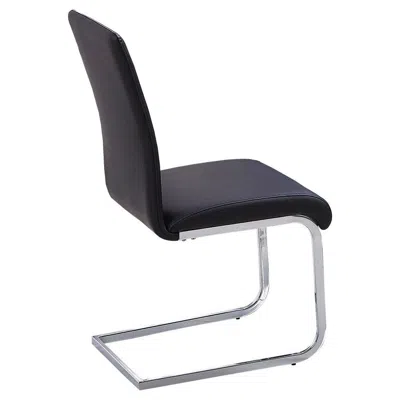 Best Master Furniture Best Master Alison Faux Leather Chrome Dining Side Chair In Black (set Of 2)