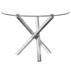 Best Master Furniture Best Master Beverly 43" Round Glass W/stainless Steel Legs Dining Table - Silver In Metallic