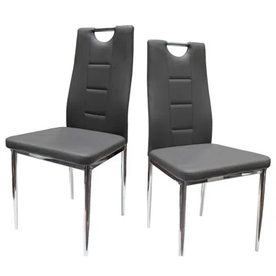 Best Master Furniture Best Master Beverly Faux Leather Upholstered Side Chair - Gray (set Of 2)