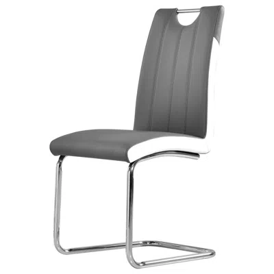 Best Master Furniture Best Master Bono Faux Leather Modern Dining Side Chair In Gray/white (set Of 2)
