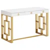 Best Master Furniture Best Master Brooks 3-drawer Wood And Stainless Steel Frame Writing Desk - Gold In White
