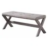 Best Master Furniture Best Master Fabric Upholstered Rectangular Accent Bench In Gray/nail Heads In Neutral