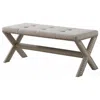 Best Master Furniture Best Master Fabric Upholstered Rectangular Accent Bench In Natural/nail Heads In Gray