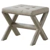 Best Master Furniture Lincoln Linen Blend Accent Bench With Champagne Nail Heads