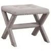 Best Master Furniture Best Master Fabric Upholstered Square Accent Bench In Neutral Gray/nail Heads