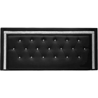 Best Master Furniture Best Master Faux Leather Full/queen Headboard Tufted Crystal Rhinestone In Black