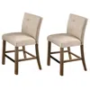 Best Master Furniture Best Master Hadley Solid Wood Counter Height Chair - Light Gray/beige (set Of 2)