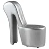 Best Master Furniture Best Master High Heel Faux Leather Crystal Studs Shoe Chair In Silver In Gray