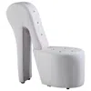 Best Master Furniture Best Master High Heel Faux Leather Crystal Studs Shoe Chair In White In White