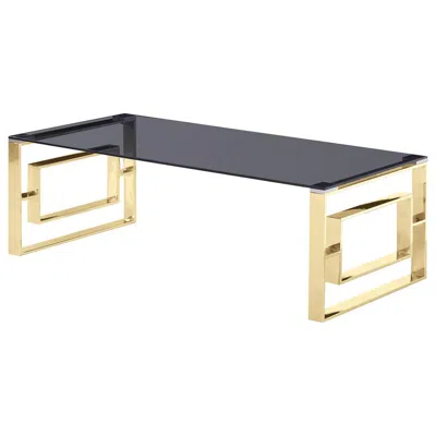 Best Master Furniture Best Master Mallory Stainless Steel And Smoked Glass Coffee Table In Gold In Multi