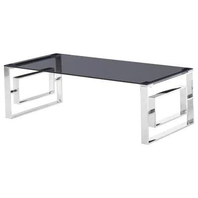 Best Master Furniture Best Master Mallory Stainless Steel And Smoked Glass Coffee Table In Silver In Multi