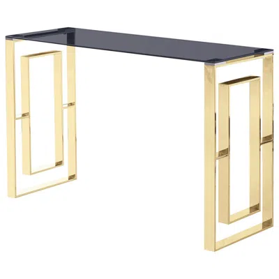Best Master Furniture Best Master Mallory Stainless Steel And Smoked Glass Console Table In Gold In Multi