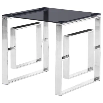 Best Master Furniture Best Master Mallory Stainless Steel And Smoked Glass End Table In Silver