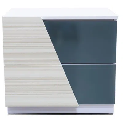 Best Master Furniture Best Master Manchester 2-drawer Poplar Wood Bedroom Nightstand In Zebra/white In Blue