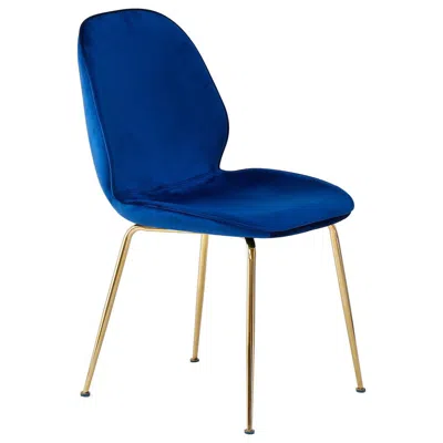 Best Master Furniture Best Master Mid-century Velvet Upholstered Dining Side Chair In Blue (set Of 2) In Black