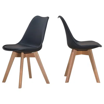 Best Master Furniture Best Master Mirage Modern Solid Wood Dining Side Chair In Black (set Of 2)
