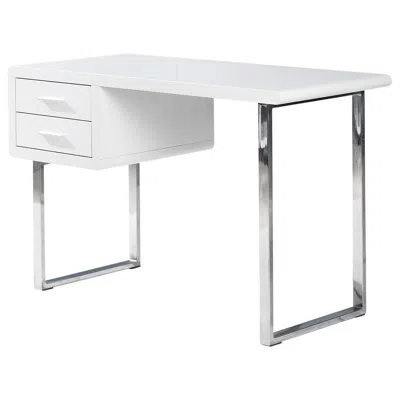 Best Master Furniture Best Master Modern 2-drawer Poplar Wood Computer Desk In White High Gloss In Blue