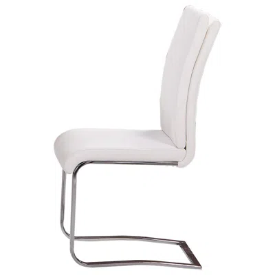 Best Master Furniture Best Master Modern Faux Leather Dining Side Chair In White/chrome (set Of 2)