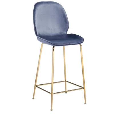 Best Master Furniture Best Master Preston 29" Velvet Counter Stool In Gray (set Of 2) In Blue
