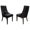 Best Master Furniture Best Master Raphael Faux Leather Dining Side Chair In Black/espresso (set Of 2)