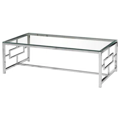 Best Master Furniture Best Master Stainless Steel And Glass Coffee Table In Silver Base/clear In Black