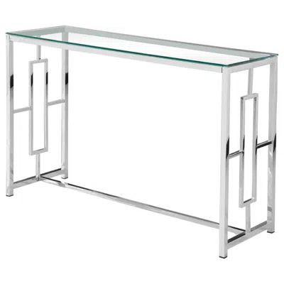 Best Master Furniture Best Master Stainless Steel And Glass Console Table In Silver Base/clear In White