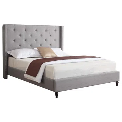 Best Master Furniture Best Master Valentina Fabric Upholstered Wingback East King Platform Bed - Gray
