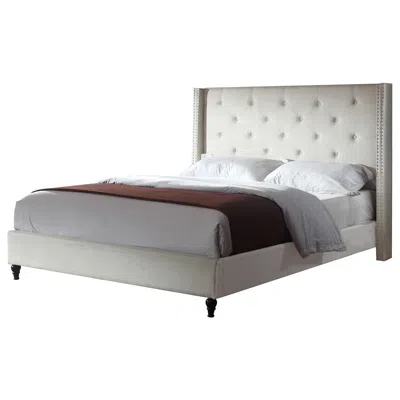 Best Master Furniture Best Master Valentina Fabric Upholstered Wingback Queen Platform Bed - Beige In White