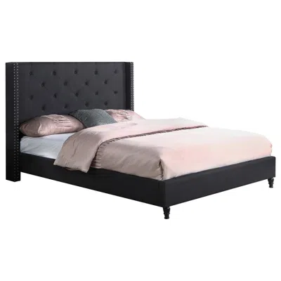 Best Master Furniture Best Master Valentina Fabric Upholstered Wingback Queen Platform Bed - Black