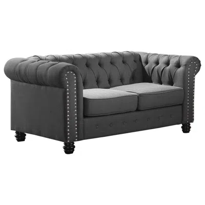 Best Master Furniture Best Master Venice Fabric Upholstered Living Room Loveseat In Klein Charcoal In Gray