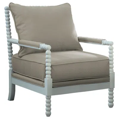 Best Master Furniture Best Master West Palm Solid Wood Living Room Accent Chair In Beige/white In Blue