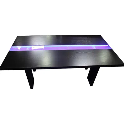 Best Master Furniture Best Master Zendaya Solid Wood Dining Table In Black Wood With Led Lights